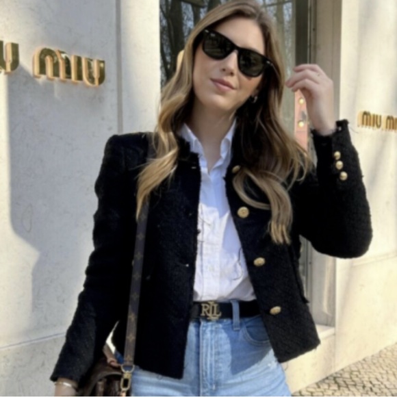 NWT Zara Cropped Textured Blazer - Picture 2 of 13